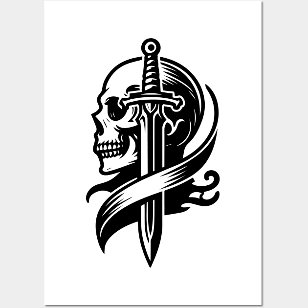 skull with sword Wall Art by lkn